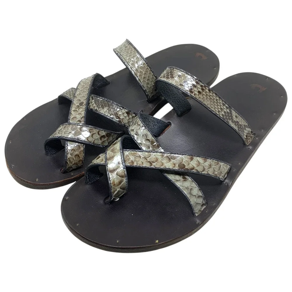Jutta Neumann New York Helios Sandals Sz 11 Snake Print Leather Handmade Artisan